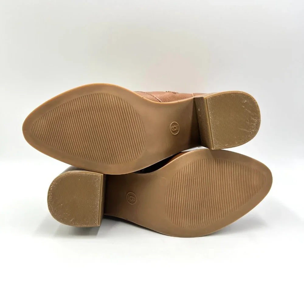 Universal Thread Size‎ 6 Cognac Brown Faux Vegan Leather Block Heel Ankle Boots